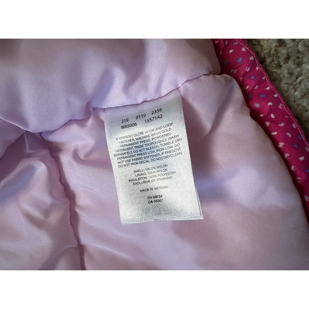 Columbia girls kids insulated winter jacket/coat, size 4T, Hot Pink polka dots